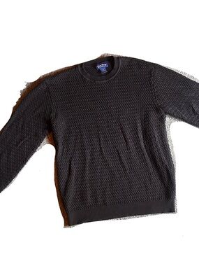 Club Room Black Textured Knit Crewneck Sweater